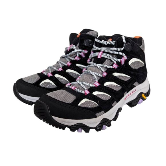 Merrell Women's Moab 3 Mid Waterproof Hiking Boot Black Pink Size 8.5 - Picture 1 of 10